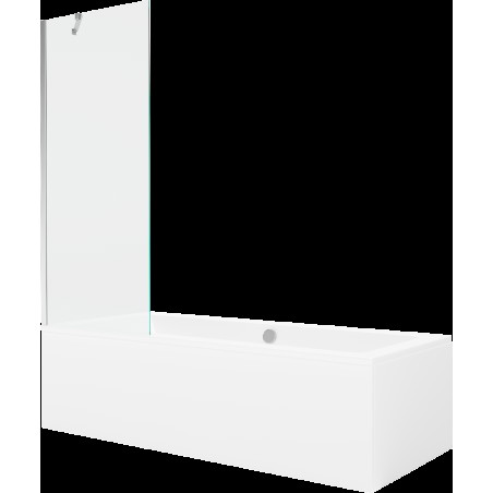 Mexen Cube cadă dreptunghiulară de 170 x 80 cm cu panouri si paravan cu 1 aripă 70 cm, transparent, crom - 550517080X9507000001