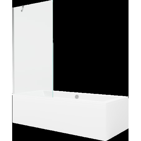 Mexen Cube cadă dreptunghiulară de 180 x 80 cm cu panouri si paravan cu 1 aripă 90 cm, transparent, crom - 550518080X9509000001