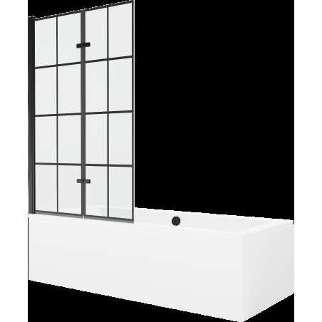 Mexen Cube cadă dreptunghiulară de 170 x 80 cm cu panouri si paravan cu 2 aripi 100 cm, Model negru - 550517080X9210027077