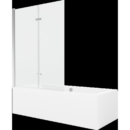 Mexen Cube cadă dreptunghiulară de 180 x 80 cm cu panouri si paravan cu 2 aripi 120 cm, transparent, crom - 550518080X9212020100