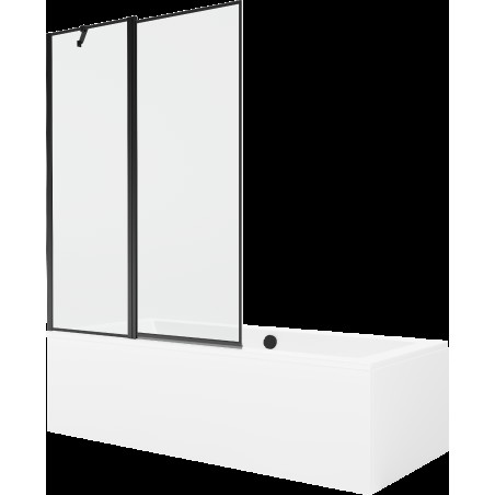 Mexen Cube cadă dreptunghiulară de 170 x 80 cm cu panouri si paravan cu 1 aripă 120 cm, Model negru - 550517080X9412117070