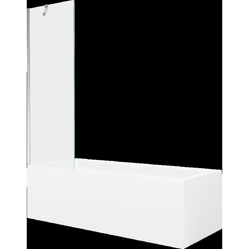 Mexen Cubik cadă dreptunghiulară de 150 x 70 cm cu panouri si paravan cu 1 aripă 60 cm, transparent, crom - 550315070X9506000001