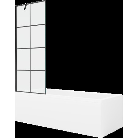 Mexen Cubik cadă dreptunghiulară de 150 x 70 cm cu panouri si paravan cu 1 aripă 70 cm, Model negru - 550315070X9507007077