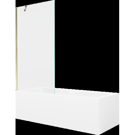 Mexen Cubik cadă dreptunghiulară de 150 x 70 cm cu panouri si paravan cu 1 aripă 90 cm, transparent, auriu - 550315070X950900005