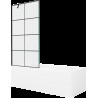 Mexen Cubik cadă dreptunghiulară de 150 x 70 cm cu panouri si paravan cu 1 aripă 90 cm, Model negru - 550315070X9509007077