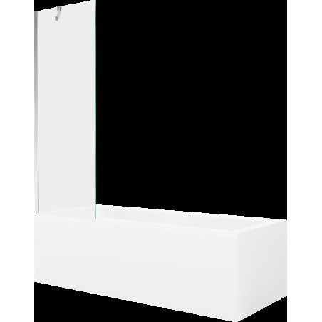 Mexen Cubik cadă dreptunghiulară de 160 x 70 cm cu panouri si paravan cu 1 aripă 60 cm, transparent, crom - 550316070X9506000001