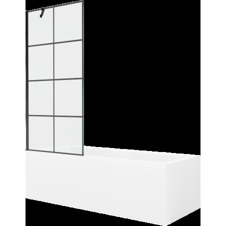 Mexen Cubik cadă dreptunghiulară de 160 x 70 cm cu panouri si paravan cu 1 aripă 80 cm, Model negru - 550316070X9508007077