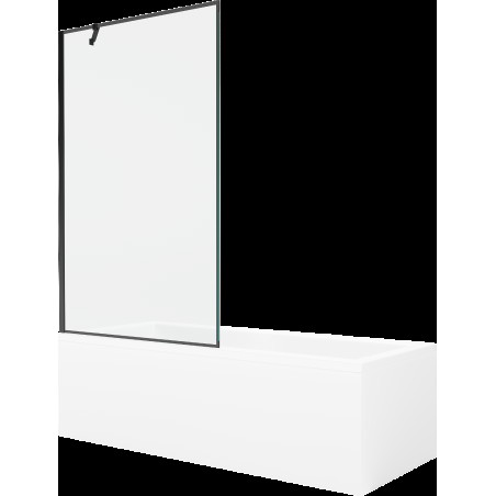 Mexen Cubik cadă dreptunghiulară de 160 x 70 cm cu panouri si paravan cu 1 aripă 100 cm, Model negru - 550316070X9510007070