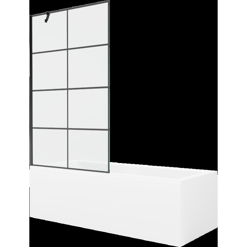 Mexen Cubik cadă dreptunghiulară de 170 x 70 cm cu panouri si paravan cu 1 aripă 100 cm, Model negru - 550317070X9510007077