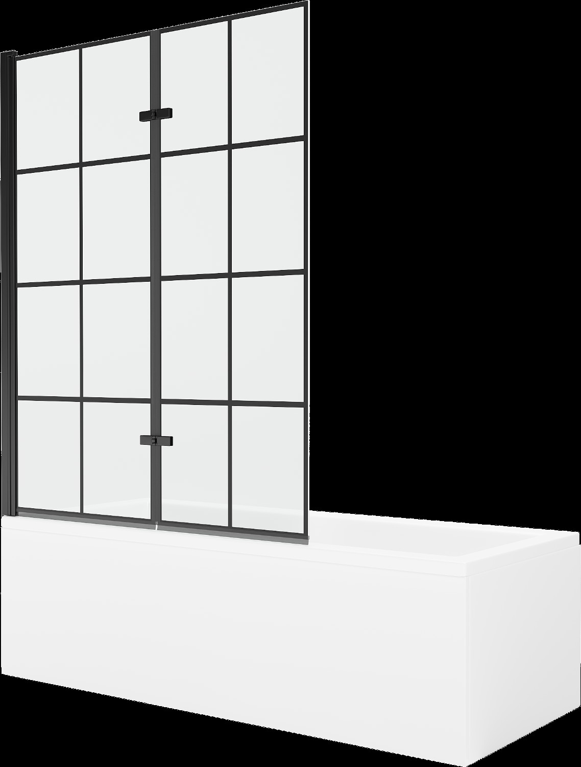 Mexen Cubik cadă dreptunghiulară de 150 x 70 cm cu panouri si paravan cu 2 aripi 120 cm, Model negru - 550315070X9212027077