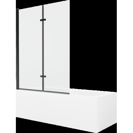 Mexen Cubik cadă dreptunghiulară de 160 x 70 cm cu panouri si paravan cu 2 aripi 120 cm, transparent, Neagră - 550316070X9212027