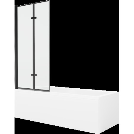 Mexen Cubik cadă dreptunghiulară de 170 x 70 cm cu panouri si paravan cu 2 aripi 80 cm, Model negru - 550317070X9208027070