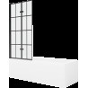 Mexen Cubik cadă dreptunghiulară de 170 x 70 cm cu panouri si paravan cu 2 aripi 80 cm, Model negru - 550317070X9208027077