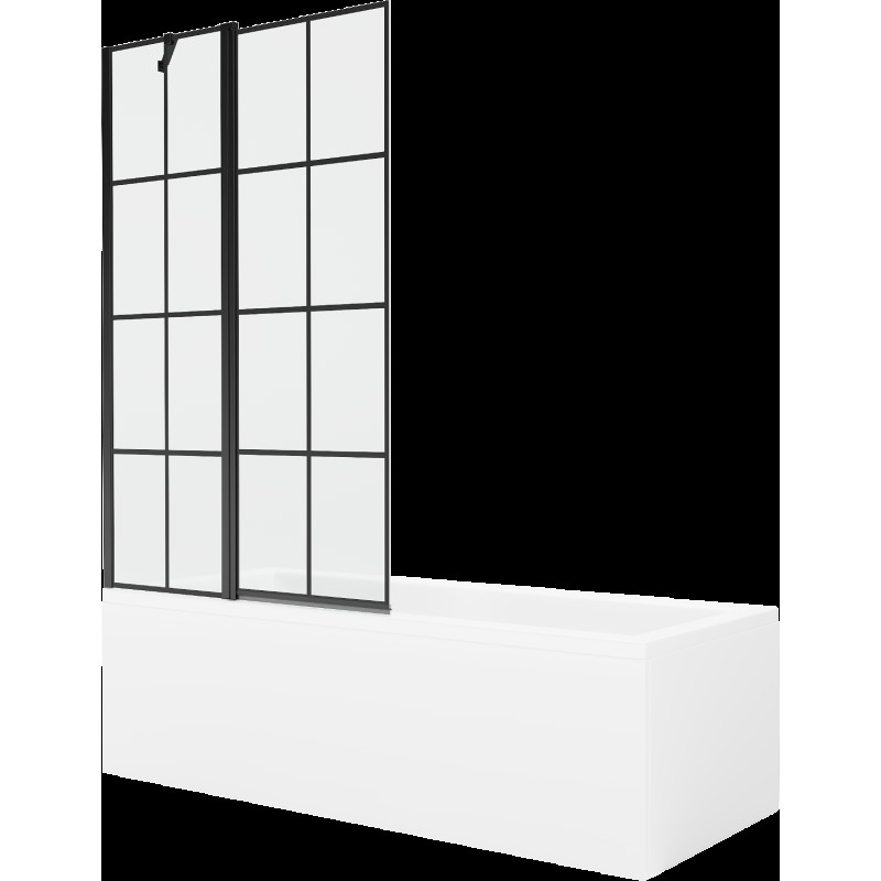 Mexen Cubik cadă dreptunghiulară de 150 x 70 cm cu panouri si paravan cu 1 aripă 100 cm, Model negru - 550315070X9410117077