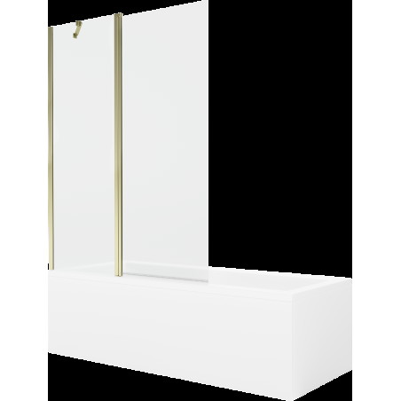 Mexen Cubik cadă dreptunghiulară de 150 x 70 cm cu panouri si paravan cu 1 aripă 120 cm, transparent, auriu - 550315070X94121150