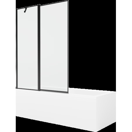 Mexen Cubik cadă dreptunghiulară de 150 x 70 cm cu panouri si paravan cu 1 aripă 120 cm, Model negru - 550315070X9412117070