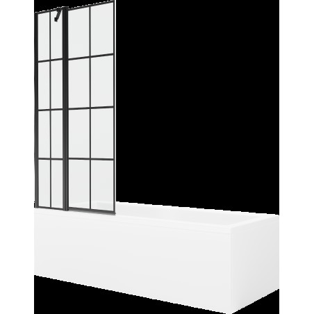 Mexen Cubik cadă dreptunghiulară de 160 x 70 cm cu panouri si paravan cu 1 aripă 80 cm, Model negru - 550316070X9408117077