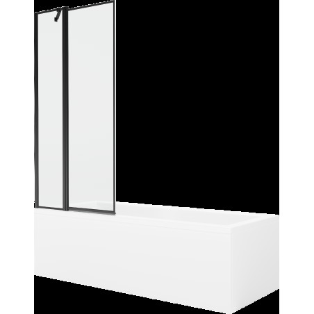 Mexen Cubik cadă dreptunghiulară de 170 x 70 cm cu panouri si paravan cu 1 aripă 80 cm, Model negru - 550317070X9408117070