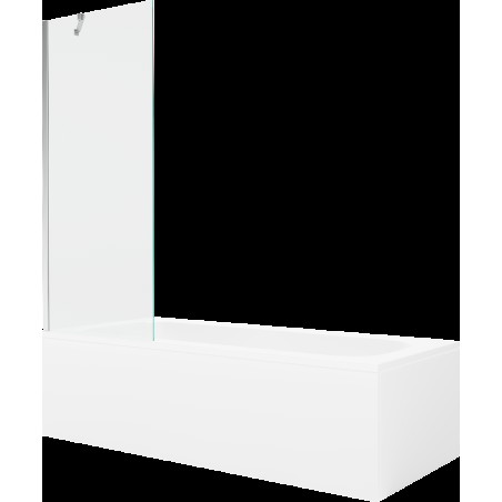 Mexen Vega cadă dreptunghiulară de 150 x 70 cm cu panouri si paravan cu 1 aripă 70 cm, transparent, crom - 550115070X9507000001