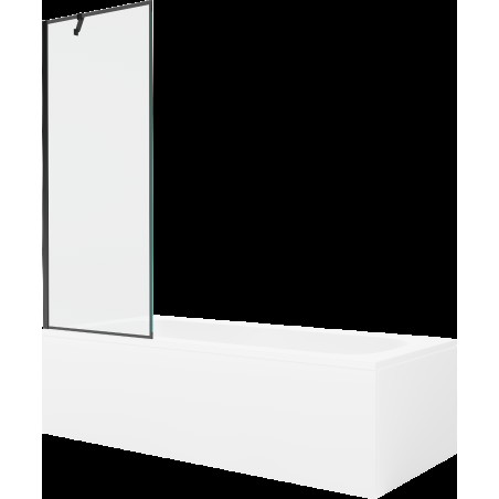 Mexen Vega cadă dreptunghiulară de 150 x 70 cm cu panouri si paravan cu 1 aripă 70 cm, Model negru - 550115070X9507007070