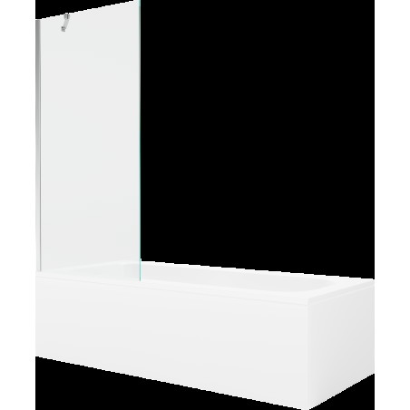 Mexen Vega cadă dreptunghiulară de 160 x 70 cm cu panouri si paravan cu 1 aripă 80 cm, transparent, crom - 550116070X9508000001