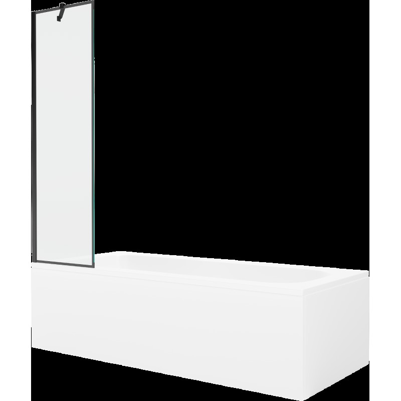 Mexen Vega cadă dreptunghiulară de 170 x 70 cm cu panouri si paravan cu 1 aripă 50 cm, Model negru - 550117070X9505007070