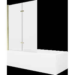 Mexen Vega cadă dreptunghiulară de 150 x 70 cm cu panouri si paravan cu 2 aripi 120 cm, transparent, auriu - 550115070X921202500