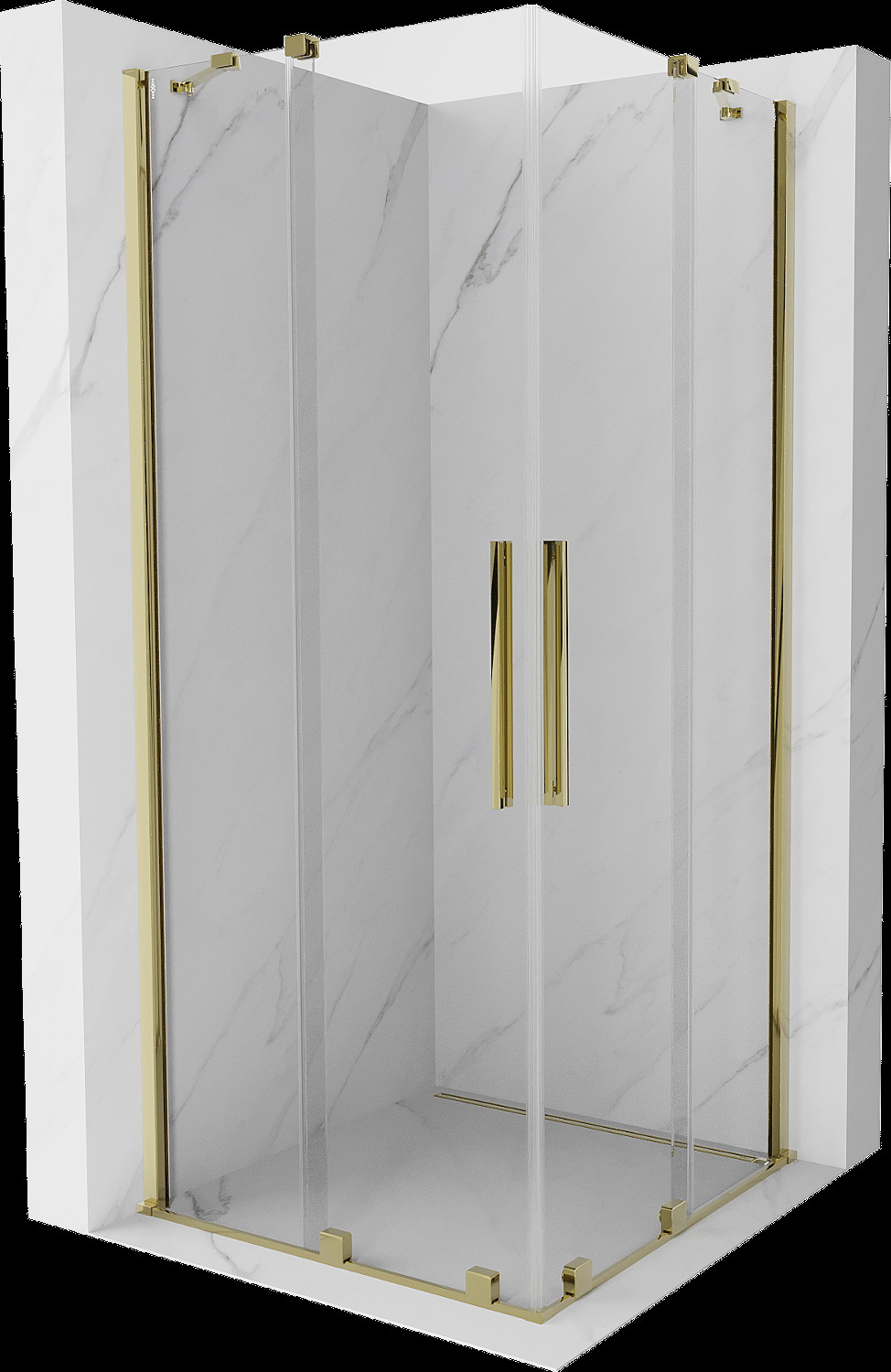 Mexen Velar Duo cabină de duș extensibilă 80 x 80 cm, transparent, aurie - 871-080-080-02-50