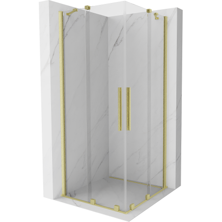 Mexen Velar Duo cabină de duș extensibilă 100 x 100 cm, transparent, auriu cu aspect periat - 871-100-100-02-55