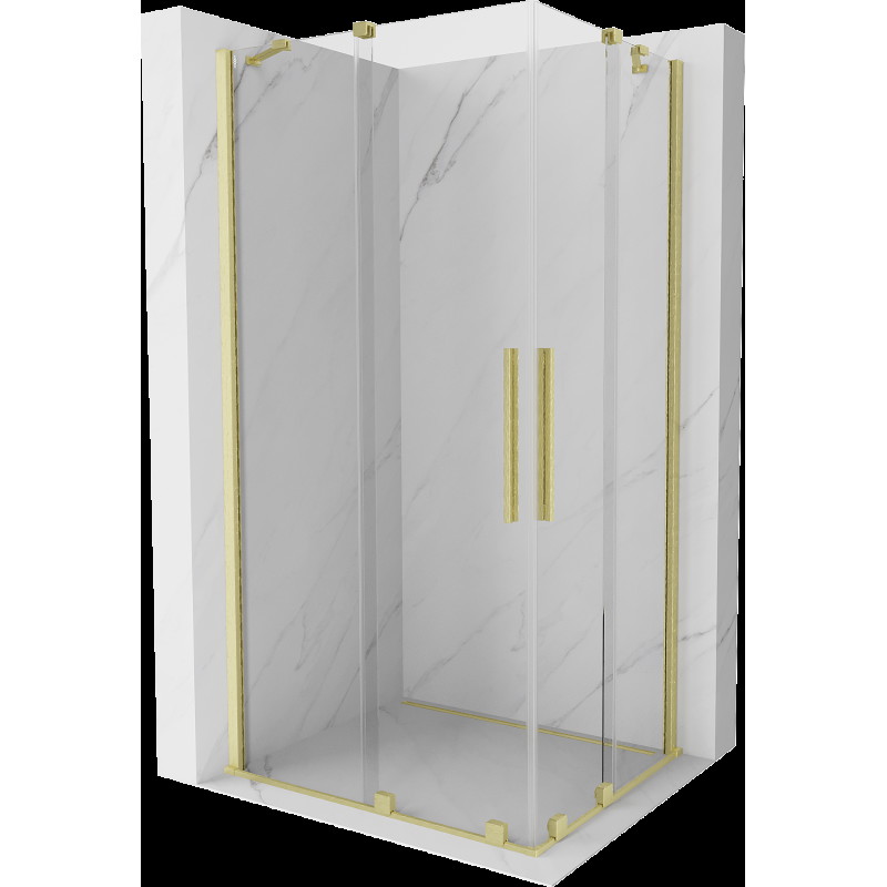 Mexen Velar Duo cabină de duș extensibilă 100 x 90 cm, transparent, auriu cu aspect periat - 871-100-090-02-55