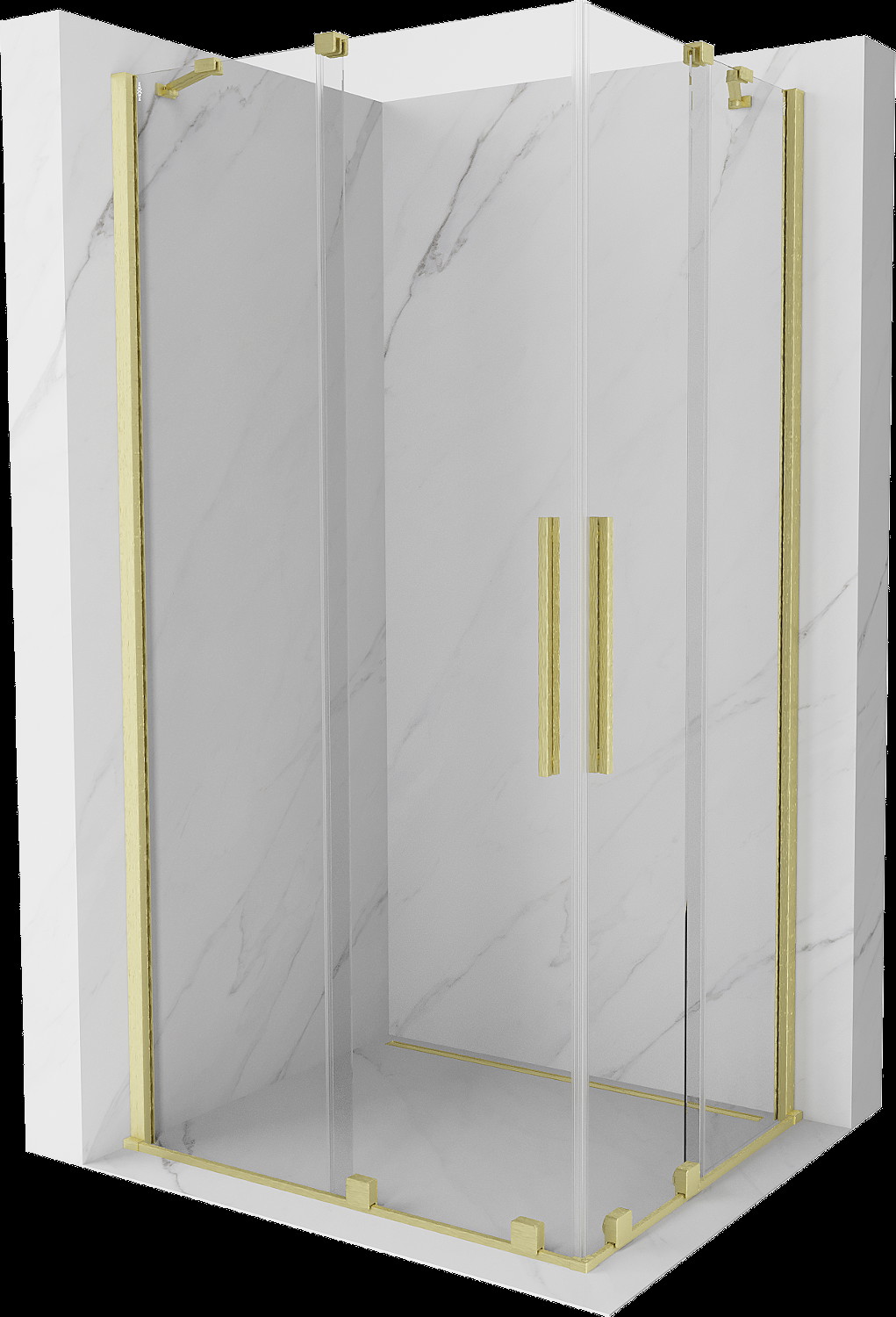 Mexen Velar Duo cabină de duș extensibilă 100 x 90 cm, transparent, auriu cu aspect periat - 871-100-090-02-55