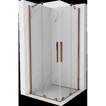 Mexen Velar Duo cabină de duș extensibilă 90 x 90 cm, transparent, Roz-auriu - 871-090-090-02-60