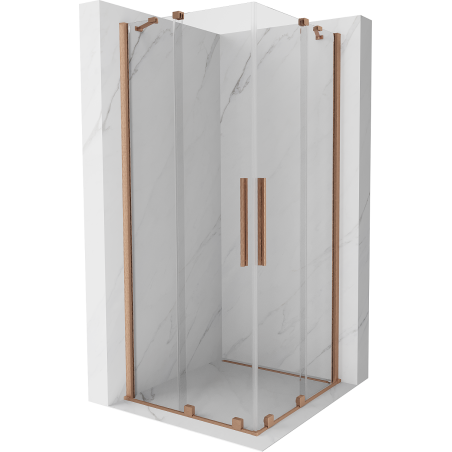 Mexen Velar Duo cabină de duș extensibilă 90 x 90 cm, transparent, Cupru cu aspect periat - 871-090-090-02-65