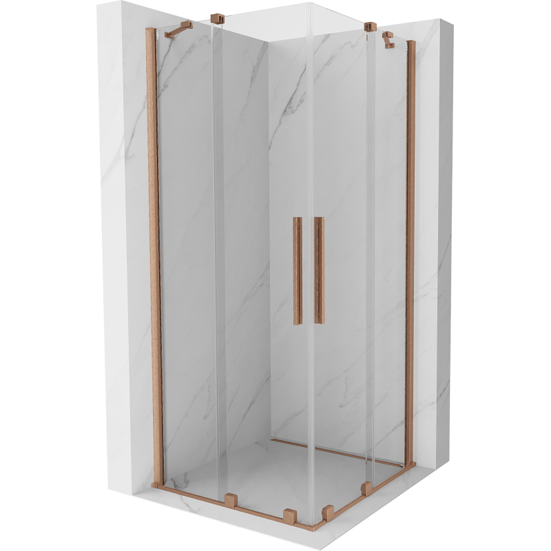 Mexen Velar Duo cabină de duș extensibilă 100 x 100 cm, transparent, Cupru cu aspect periat - 871-100-100-02-65