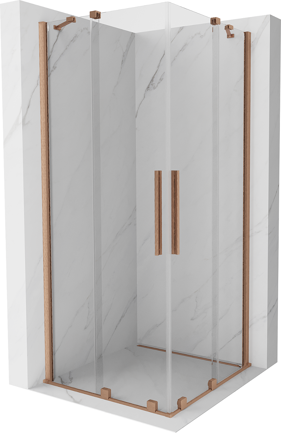 Mexen Velar Duo cabină de duș extensibilă 100 x 100 cm, transparent, Cupru cu aspect periat - 871-100-100-02-65