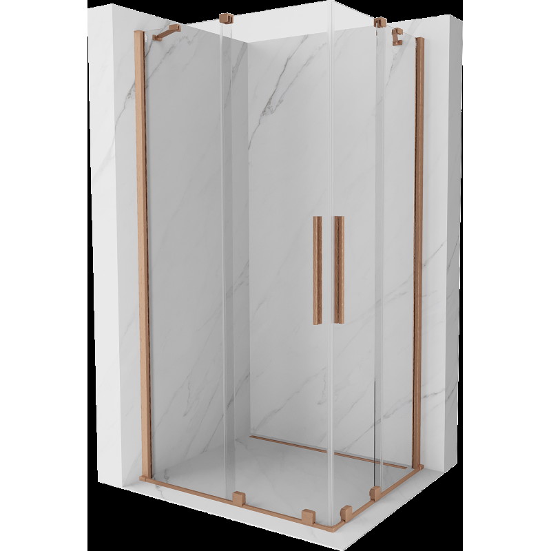 Mexen Velar Duo cabină de duș extensibilă 100 x 90 cm, transparent, Cupru cu aspect periat - 871-100-090-02-65