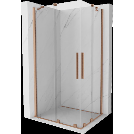 Mexen Velar Duo cabină de duș extensibilă 100 x 90 cm, transparent, Cupru cu aspect periat - 871-100-090-02-65