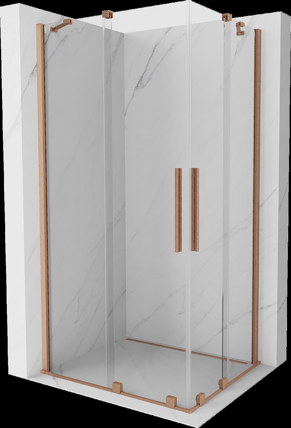 Mexen Velar Duo cabină de duș extensibilă 100 x 90 cm, transparent, Cupru cu aspect periat - 871-100-090-02-65