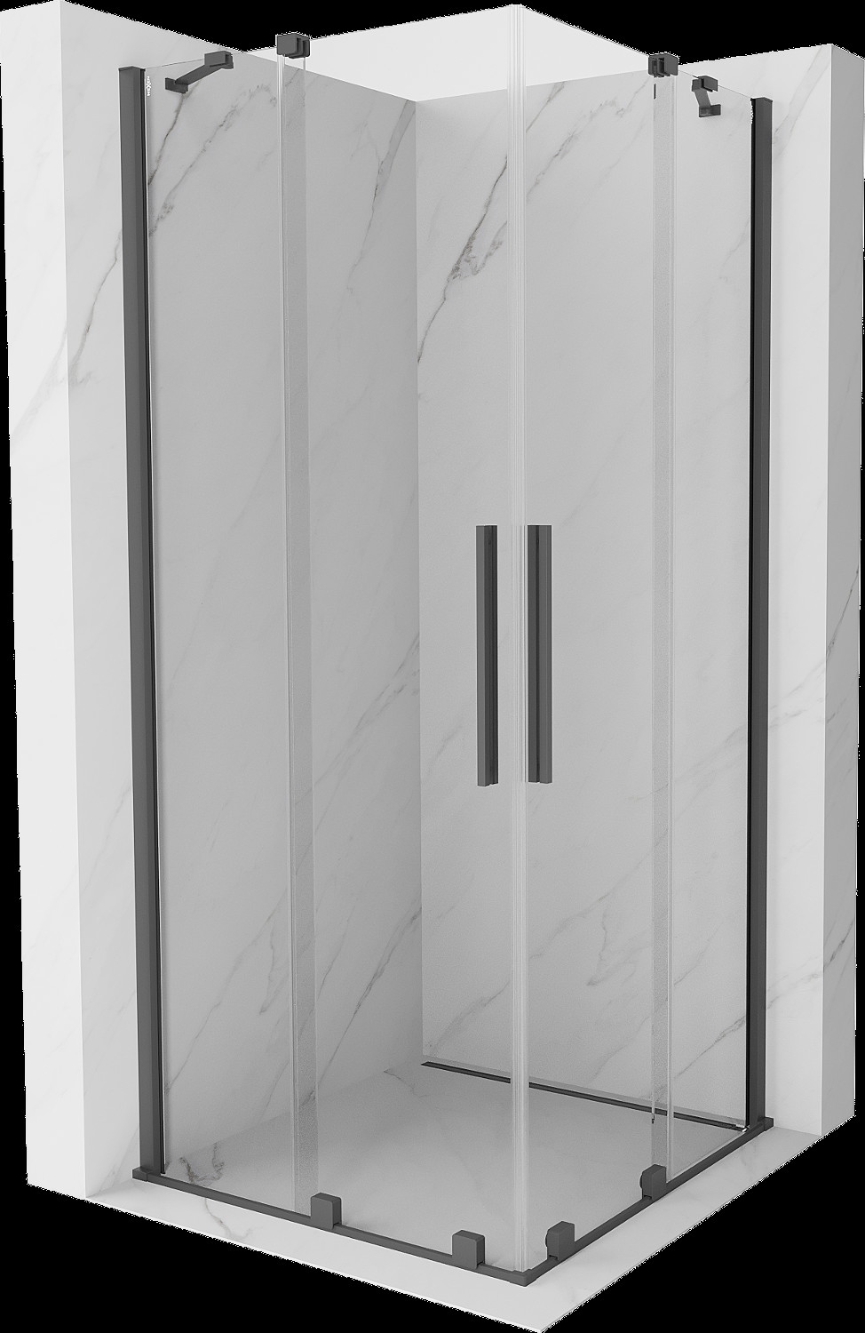 Mexen Velar Duo cabină de duș extensibilă 80 x 80 cm, transparent, gun gray cu aspect periat - 871-080-080-02-66