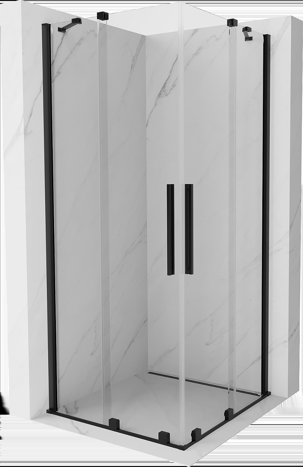 Mexen Velar Duo cabină de duș extensibilă 80 x 80 cm, transparent, neagră - 871-080-080-02-70