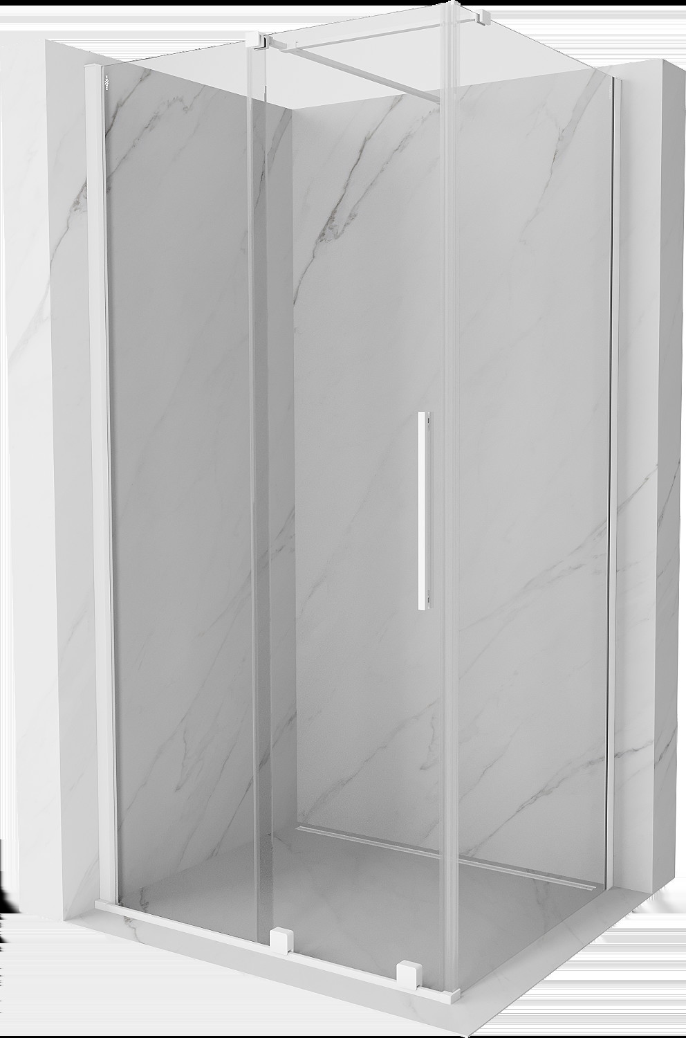 Mexen Velar cabină de duș extensibilă 100 x 90 cm, transparent, albă - 871-100-090-01-20