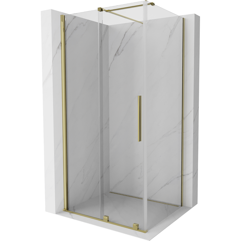 Mexen Velar cabină de duș extensibilă 150 x 100 cm, transparent, aurie - 871-150-100-01-50