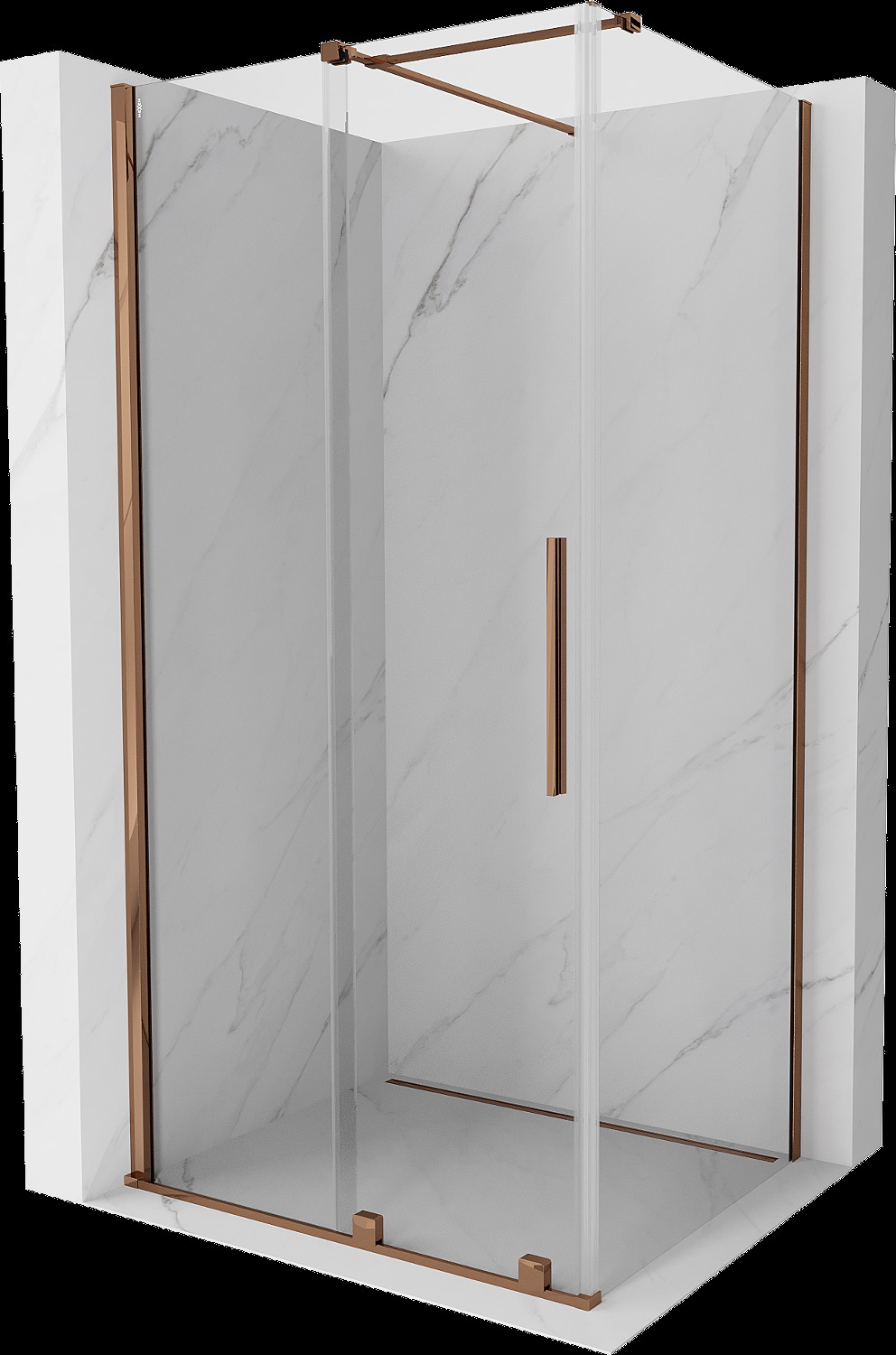 Mexen Velar cabină de duș extensibilă 120 x 85 cm, transparent, Roz-auriu - 871-120-085-01-60