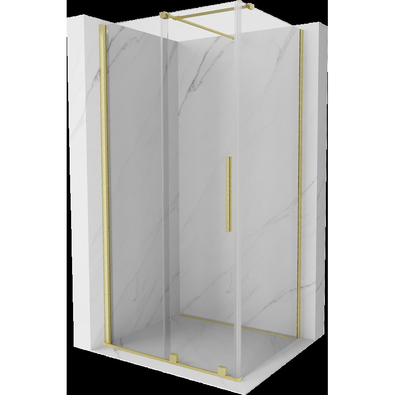 Mexen Velar cabină de duș extensibilă 90 x 80 cm, transparent, auriu cu aspect periat - 871-090-080-01-55