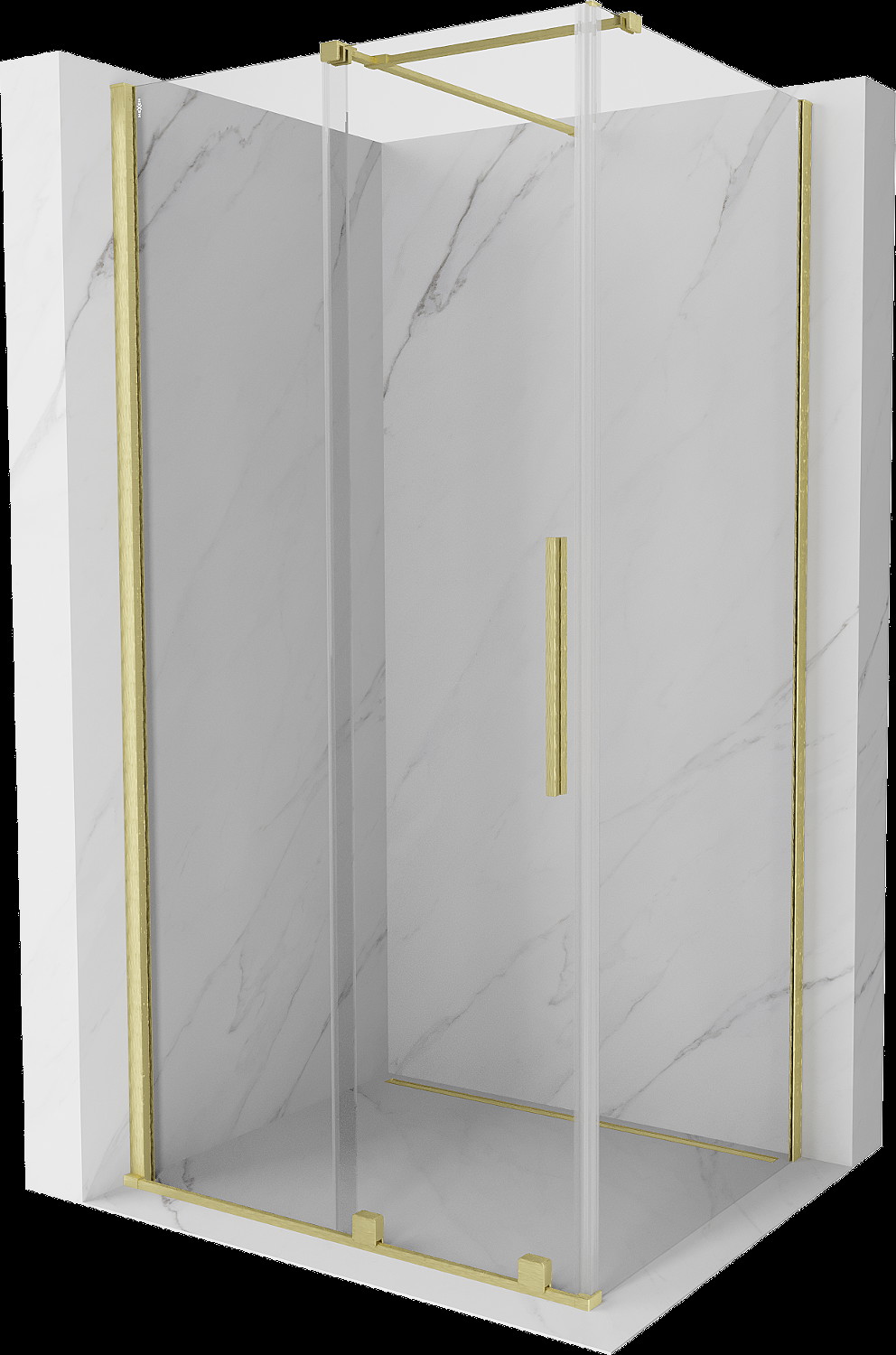 Mexen Velar cabină de duș extensibilă 90 x 80 cm, transparent, auriu cu aspect periat - 871-090-080-01-55