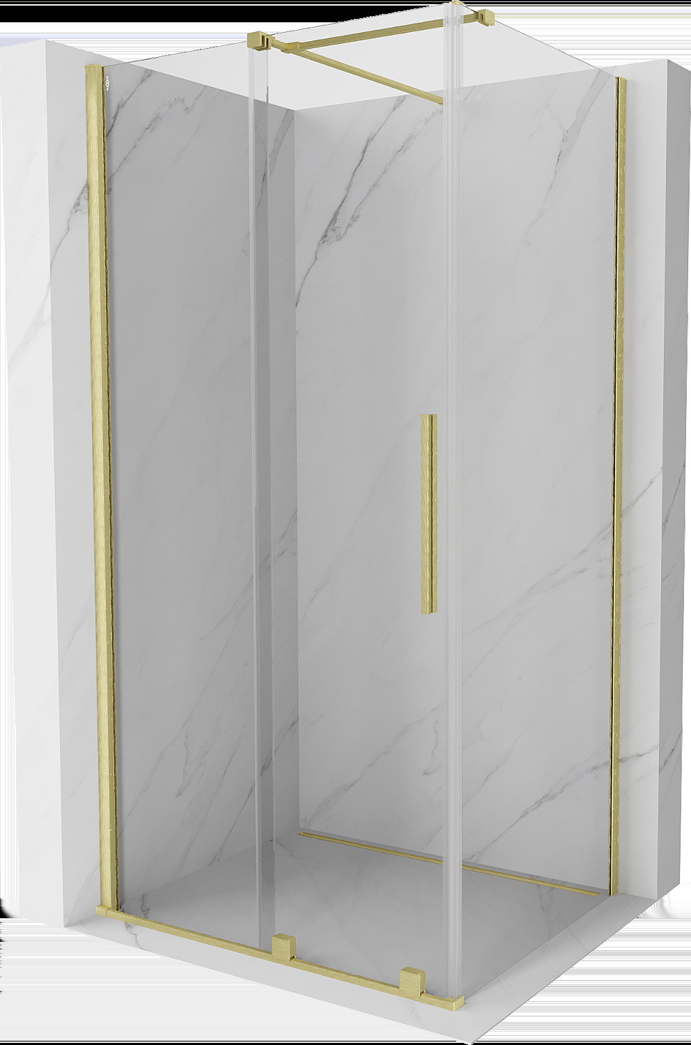 Mexen Velar cabină de duș extensibilă 90 x 85 cm, transparent, auriu cu aspect periat - 871-090-085-01-55