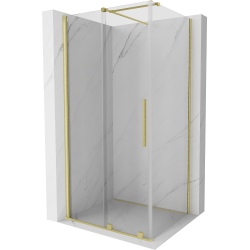 Mexen Velar cabină de duș extensibilă 100 x 110 cm, transparent, auriu cu aspect periat - 871-100-110-01-55