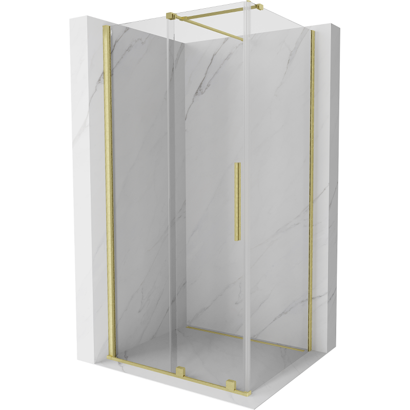 Mexen Velar cabină de duș extensibilă 110 x 90 cm, transparent, auriu cu aspect periat - 871-110-090-01-55