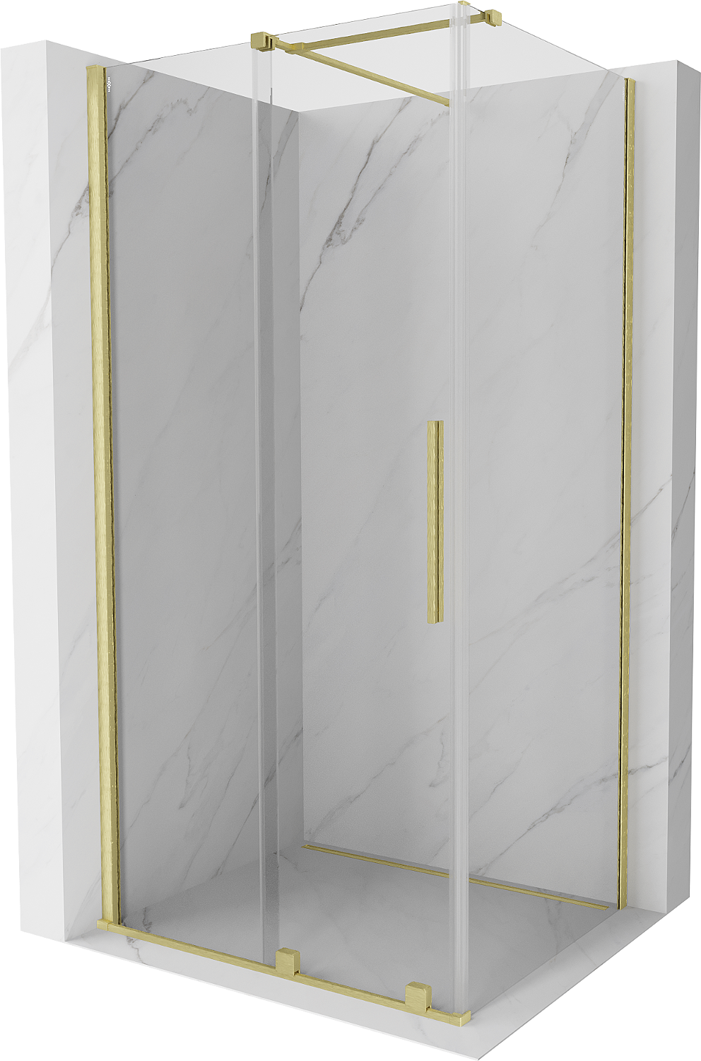 Mexen Velar cabină de duș extensibilă 110 x 90 cm, transparent, auriu cu aspect periat - 871-110-090-01-55