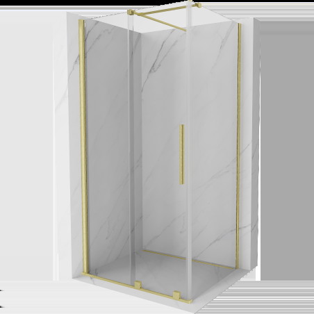 Mexen Velar cabină de duș extensibilă 120 x 75 cm, transparent, auriu cu aspect periat - 871-120-075-01-55